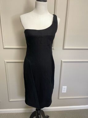 Helmut Lang One-Shoulder Black Sheath Dress